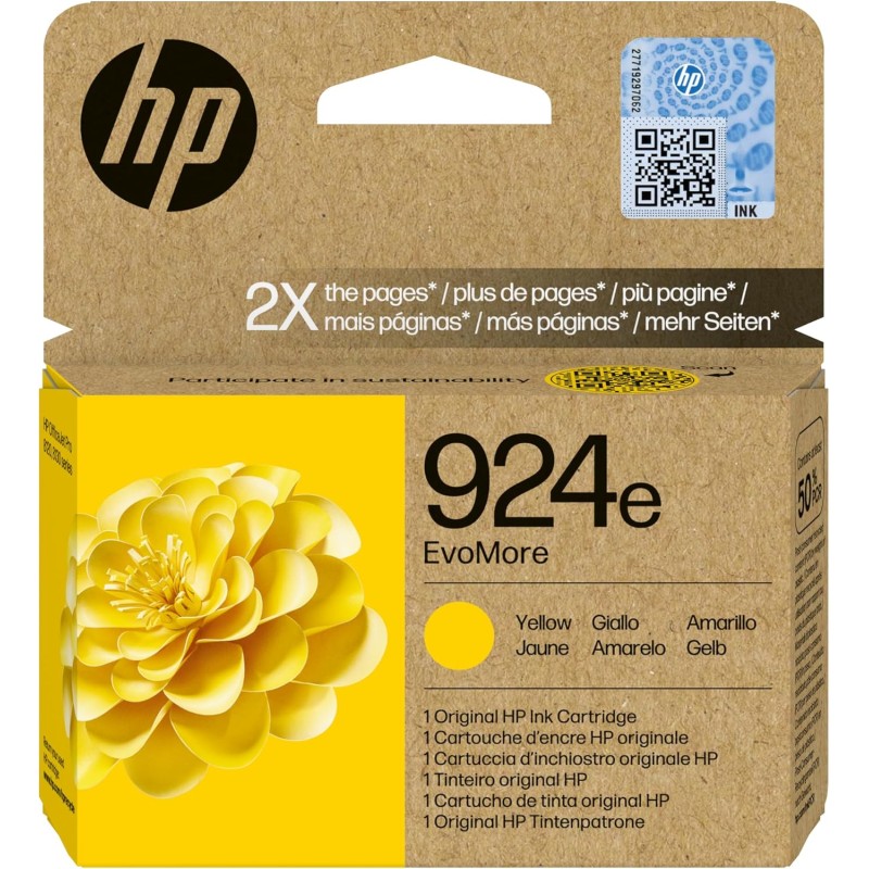 Cartouche HP 924e EvoMore Jaune Originale – Haute Capacité 800 Pages