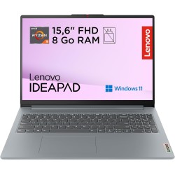 Lenovo IdeaPad Slim 3 15,6" Ryzen 3, 8 Go RAM, SSD 512 Go Chargeur Non Inclus