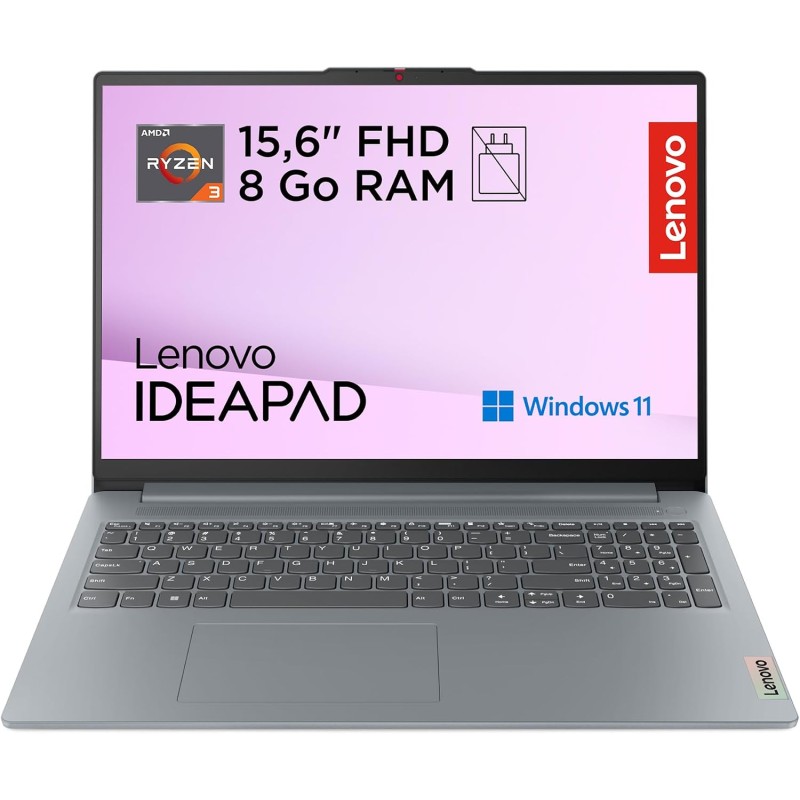 Lenovo IdeaPad Slim 3 15,6" Ryzen 3, 8 Go RAM, SSD 512 Go Chargeur Non Inclus